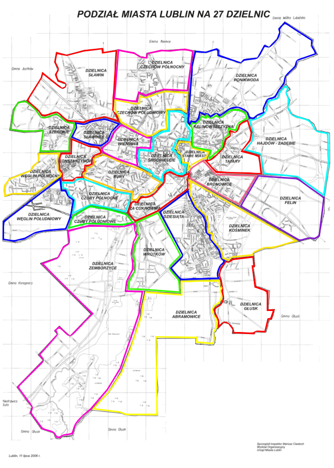 Podział miasta na dzielnice